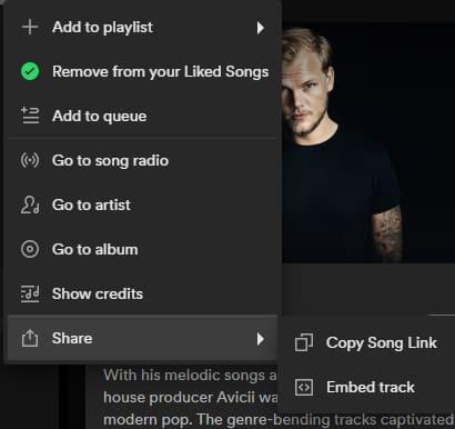 Image showing how to copy song url